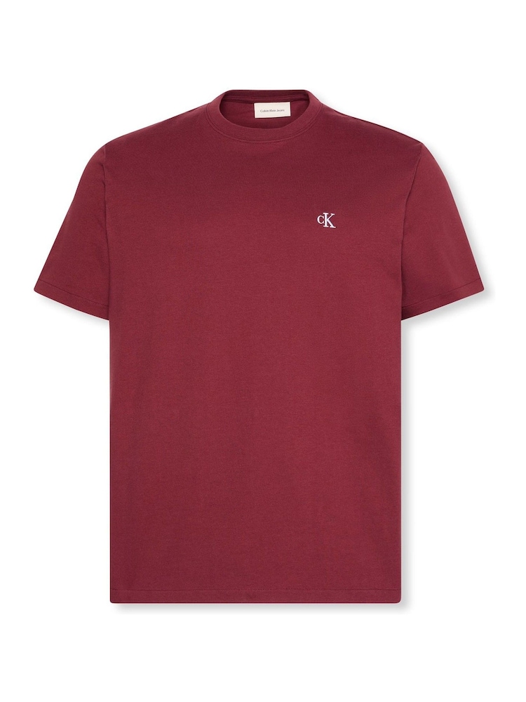 Calvin Klein Red Embroidered Monogram Logo Relaxed T-Shirt - Image 6 of 6