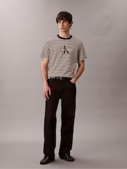 Calvin Klein Brown Monogram Logo Stripe Relaxed T-Shirt - Image 2 of 6