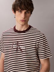 Calvin Klein Brown Monogram Logo Stripe Relaxed T-Shirt - Image 5 of 6