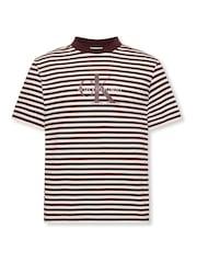 Calvin Klein Brown Monogram Logo Stripe Relaxed T-Shirt - Image 6 of 6