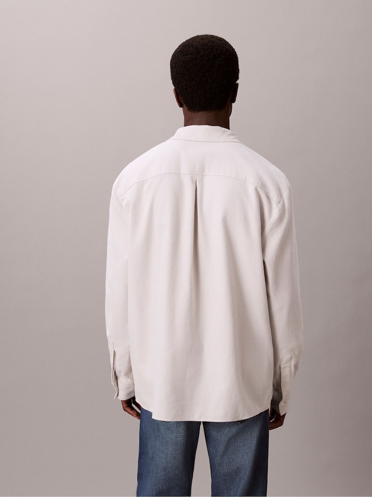 Calvin Klein Blue Melange Flannel Relaxed Button-Down Shirt - Image 2 of 6
