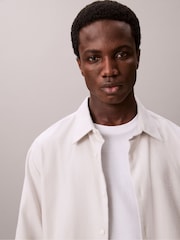 Calvin Klein Blue Melange Flannel Relaxed Button-Down Shirt - Image 4 of 6