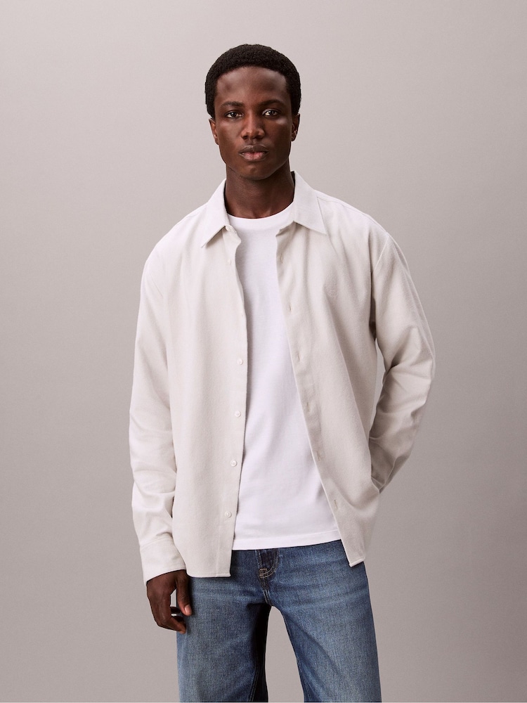 Calvin Klein Easy Fit Flannel Shirt Grey - Male - Large Calvin Klein Easy Fit Flannel Shirt Grey - Male - Large