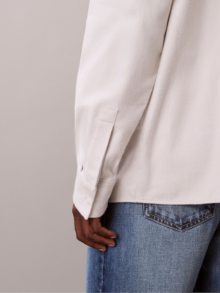 Calvin Klein Blue Melange Flannel Relaxed Button-Down Shirt - Image 6 of 6