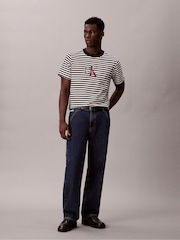 Calvin Klein Black Monogram Logo Stripe Relaxed T-Shirt - Image 4 of 6