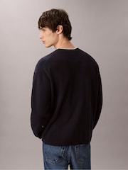 Calvin Klein Blue Embossed Monogram Logo Relaxed Sweater - Image 2 of 6