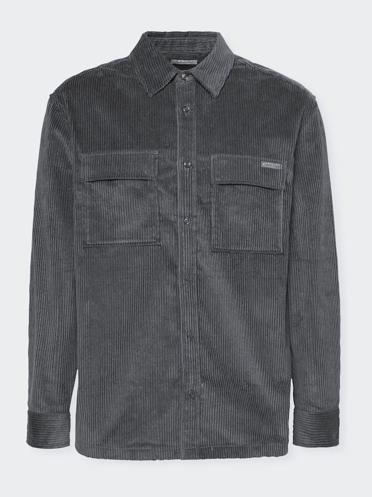 Calvin Klein Blue Corduroy Relaxed Button-Down Shirt - Image 6 of 6 Calvin Klein Blue Corduroy Relaxed Button-Down Shirt - Image 6 of 6