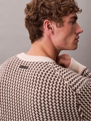 Calvin Klein Brown Wool Blend Patterned Crewneck Jumper - Image 5 of 6
