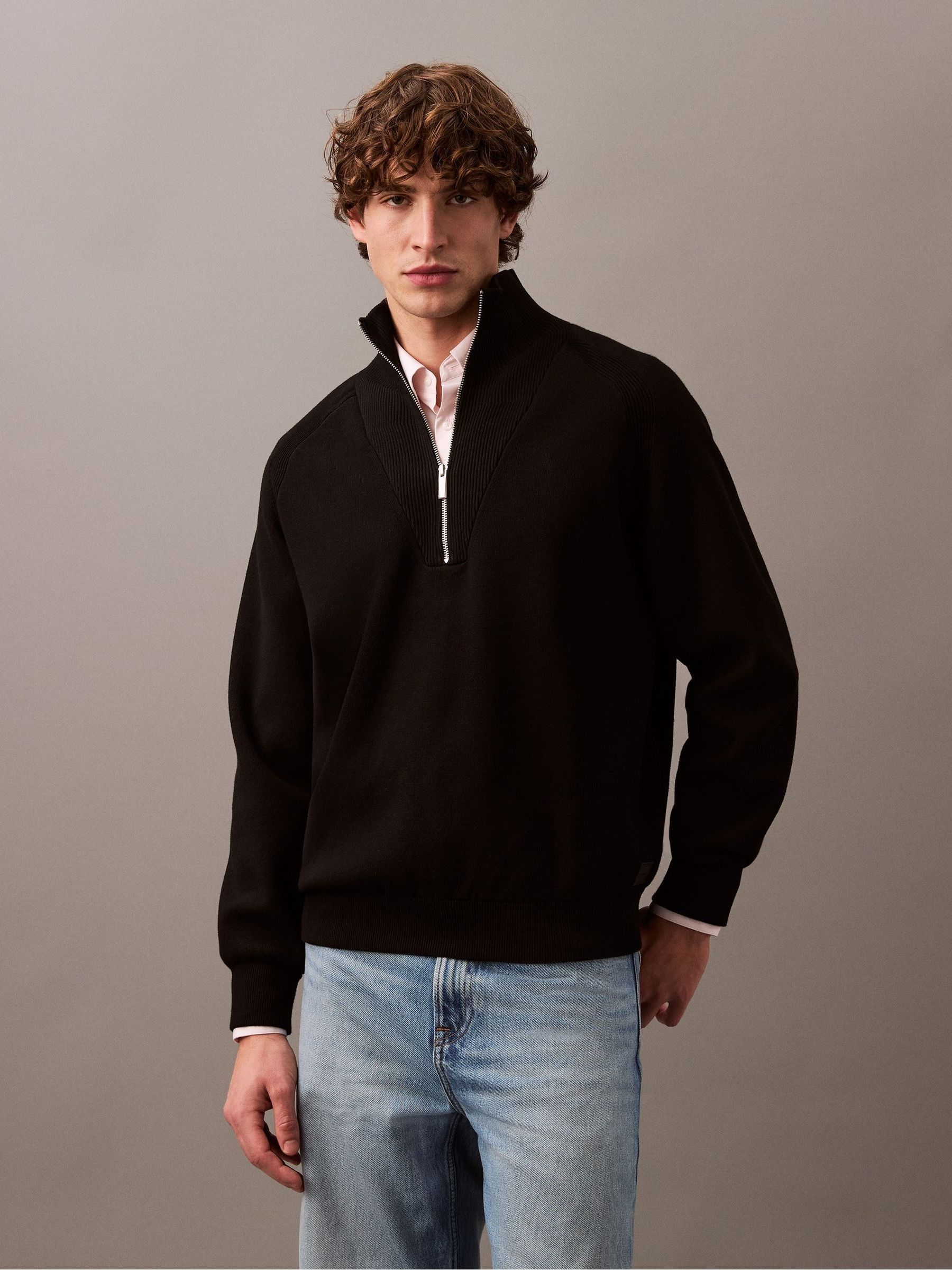 Buy Чорний - Джемпер Calvin Klein Tech Knit Quarter Zip з сайту
