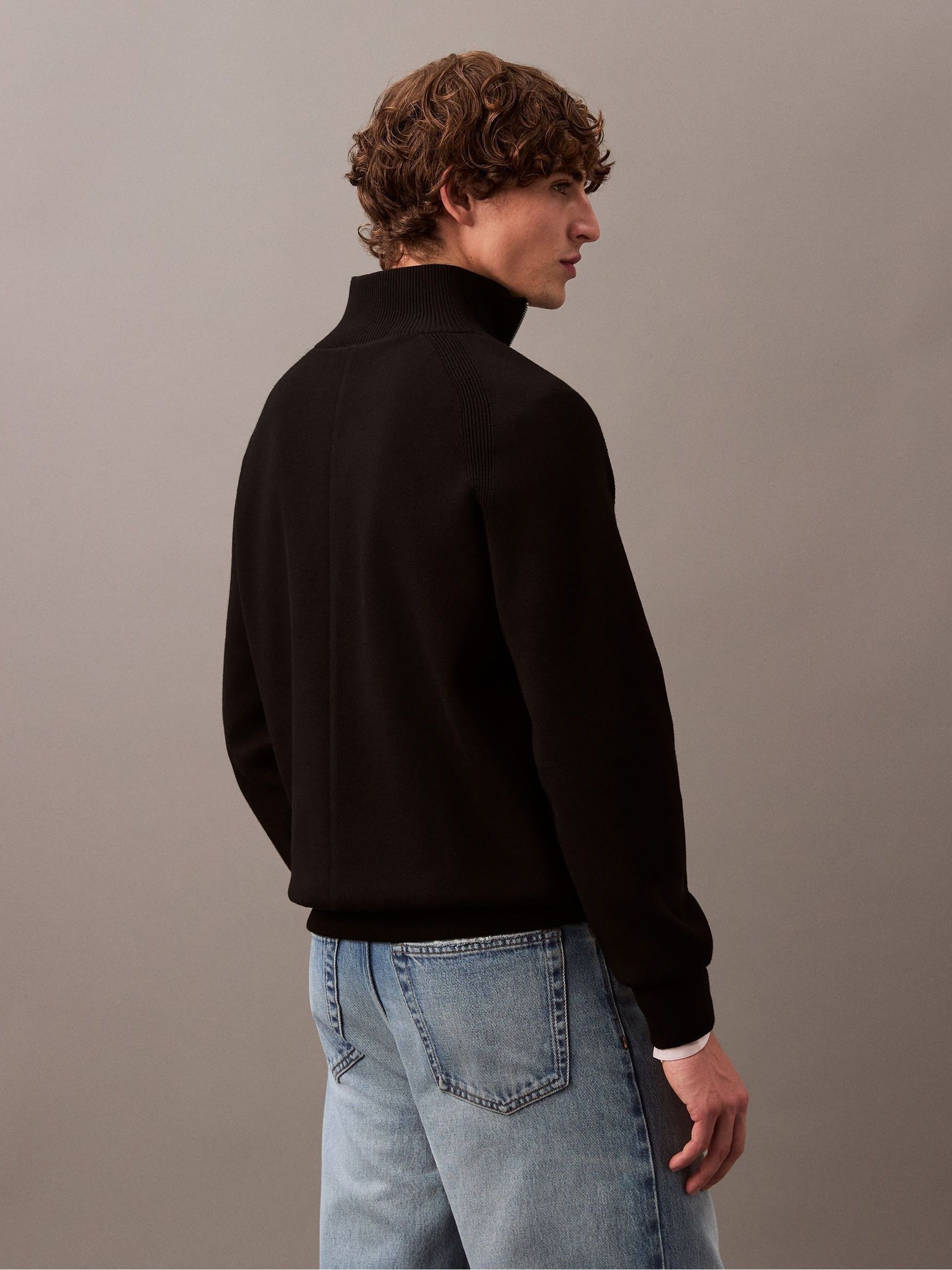 Buy Calvin Klein Black Tech Knit Quarter Zip Jumper from Next USA
