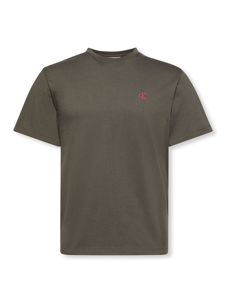 Calvin Klein Green Embroidered Monogram Logo Relaxed T-Shirt - Image 7 of 7