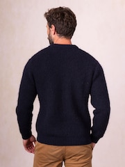 Lakeland Clothing Blue Cawfell Wool Blend Cable Knit Jumper - Image 4 of 6