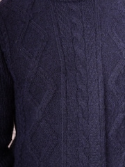 Lakeland Clothing Blue Cawfell Wool Blend Cable Knit Jumper - Image 6 of 6