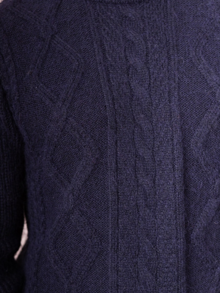 Lakeland Clothing Blue Cawfell Wool Blend Cable Knit Jumper - Image 6 of 6