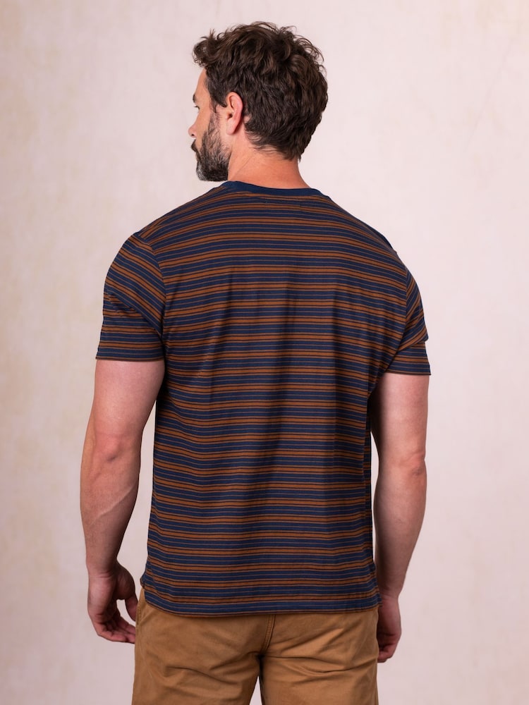 Lakeland Clothing Blue Striped Cotton T-Shirt - Image 2 of 4 Lakeland Clothing Blue Striped Cotton T-Shirt - Image 2 of 4