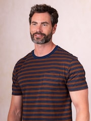 Lakeland Clothing Blue Striped Cotton T-Shirt - Image 3 of 4