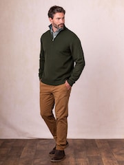 Lakeland Clothing Green Robinson Wool Blend Quarter Zip Jumper - Image 3 of 6