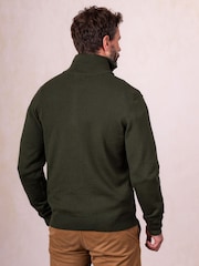 Lakeland Clothing Green Robinson Wool Blend Quarter Zip Jumper - Image 4 of 6