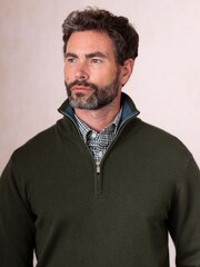 Lakeland Clothing Green Robinson Wool Blend Quarter Zip Jumper - Image 5 of 6