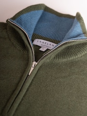 Lakeland Clothing Green Robinson Wool Blend Quarter Zip Jumper - Image 6 of 6