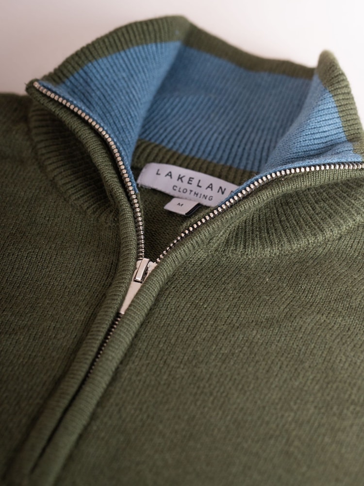 Lakeland Clothing Green Robinson Wool Blend Quarter Zip Jumper - Image 6 of 6