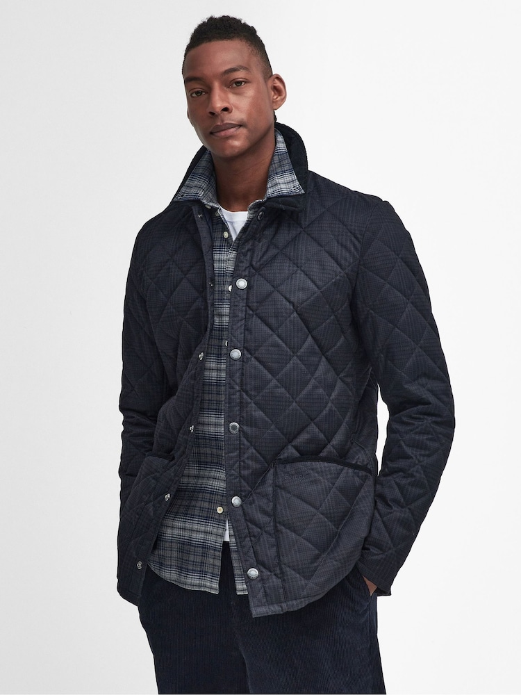 Barbour® Blue Check Liddesda Dark Coat - Image 1 of 10 Barbour® Blue Check Liddesda Dark Coat - Image 1 of 10