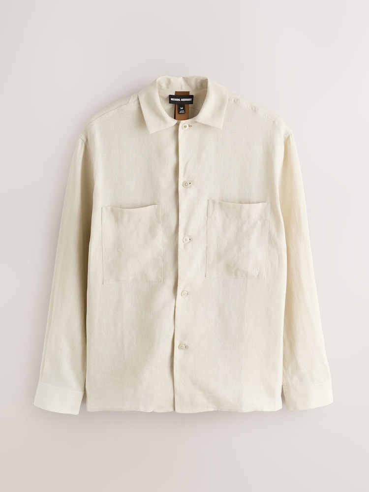 Nothing Ordinary Natural Pure Linen Long Sleeve Shirt - Image 1 of 3
