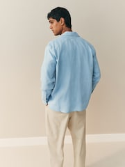 Nothing Ordinary Blue Pure Linen Long Sleeve Shirt - Image 4 of 8