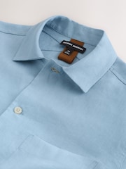 Nothing Ordinary Blue Pure Linen Long Sleeve Shirt - Image 7 of 8