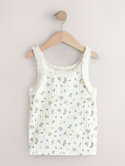 Ecru Ditsy Floral Frill Ribbed Vest (3-16yrs) - Image 5 of 8