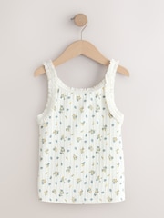 Ecru Ditsy Floral Frill Ribbed Vest (3-16yrs) - Image 6 of 8