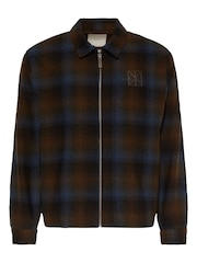 Calvin Klein Brown Yarn Dyed Wool Blend Flannel Zip Jacket - Image 6 of 6