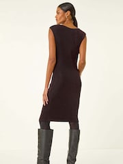 Roman Red Shimmer Cowl Neck Stretch Dress - Image 3 of 5