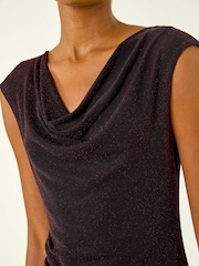 Roman Red Shimmer Cowl Neck Stretch Dress - Image 5 of 5