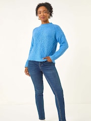 Roman Blue Petite Cable Knit Jumper - Image 2 of 5