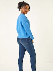 Roman Blue Petite Cable Knit Jumper - Image 4 of 5