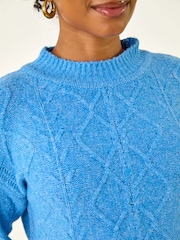 Roman Blue Petite Cable Knit Jumper - Image 5 of 5