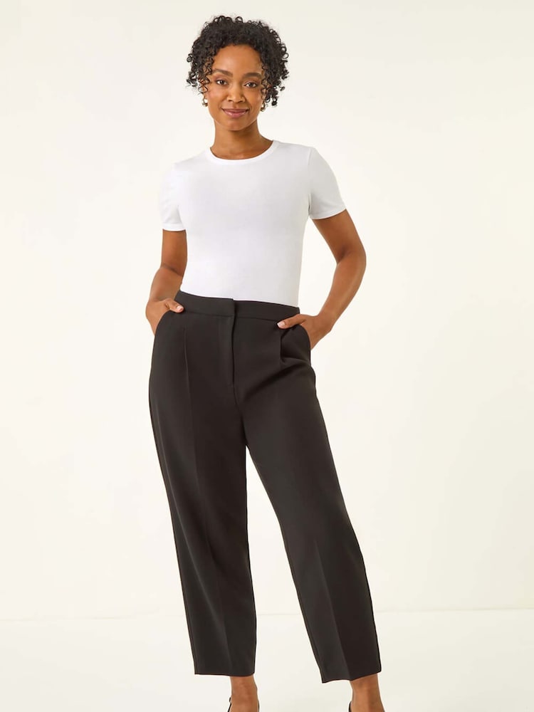 Roman Black Petite Ankle Grazer Smart Stretch Trousers - Image 2 of 5 Roman Black Petite Ankle Grazer Smart Stretch Trousers - Image 2 of 5
