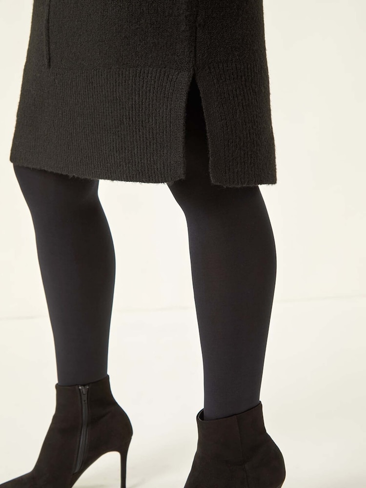 Roman Black Petite Knitted Pintuck Shift Dress - Image 5 of 5 Roman Black Petite Knitted Pintuck Shift Dress - Image 5 of 5