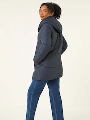 Roman Navy Petite Hooded Quilted Puffer Coat - Image 2 of 5