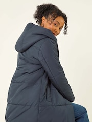 Roman Navy Petite Hooded Quilted Puffer Coat - Image 3 of 5