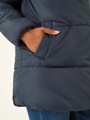 Roman Navy Petite Hooded Quilted Puffer Coat - Image 5 of 5