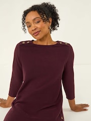 Roman Red Petite Buttoned Stretch Dress - Image 1 of 5