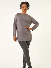 Cinza - Roman Petite Longline Knit Jumper - Imagem 2 de 5