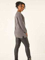 Cinza - Roman Petite Longline Knit Jumper - Imagem 3 de 5