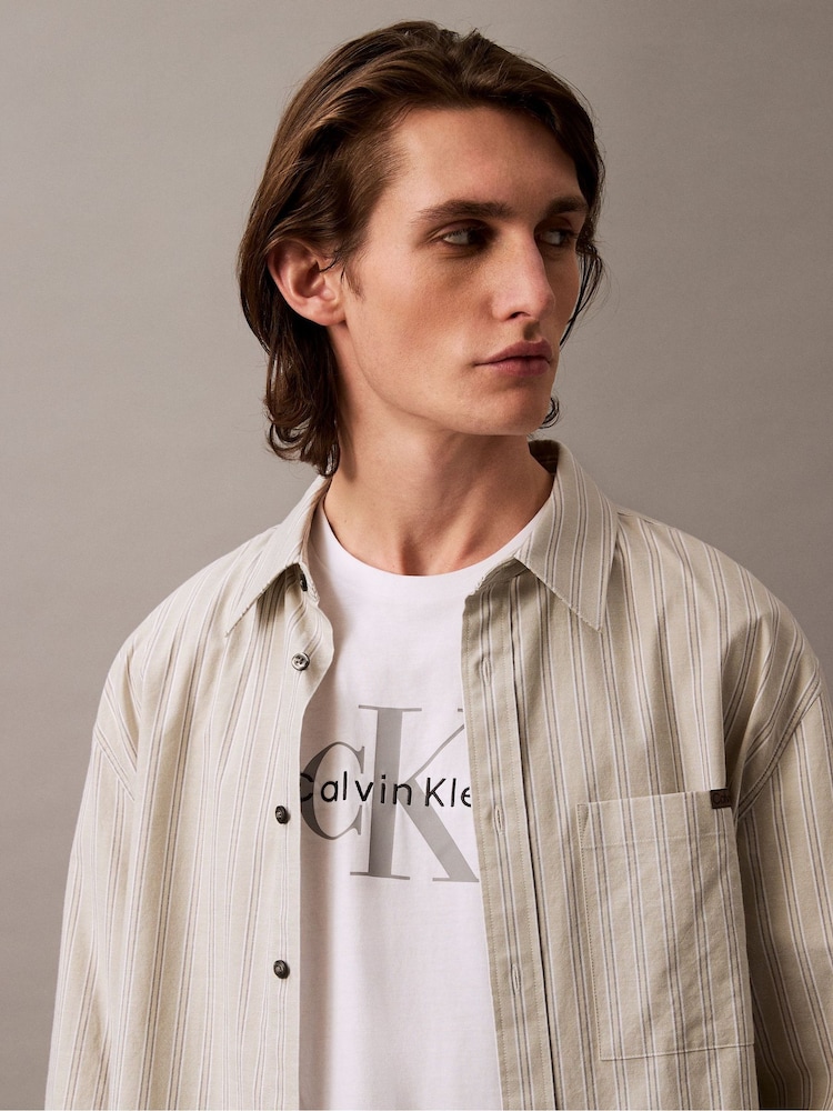 Calvin Klein White Monogram Logo T-Shirt - Image 2 of 4 Calvin Klein White Monogram Logo T-Shirt - Image 2 of 4