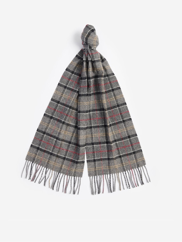 Barbour® Grey Tartan Lambswool Scarf - Image 2 of 5