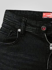 D555 Grey BENSON Tapered Fit  Stretch Jeans - Image 10 of 11