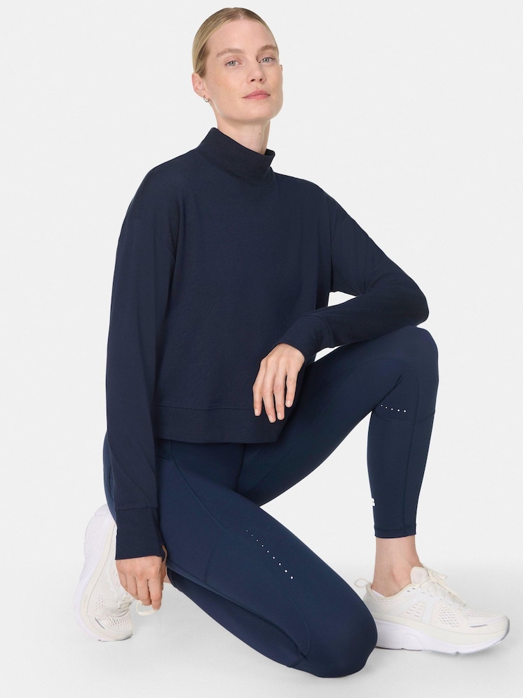 Sweaty Betty Blue After Class Funnel Neck Sweatshirt - Image 1 of 1 Sweaty Betty Blue After Class Funnel Neck Sweatshirt - Image 1 of 1