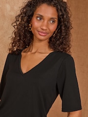 Love & Roses Black V-Neck Premium Jersey T-Shirt - Image 2 of 4